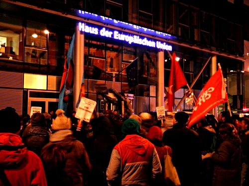 Refugee Protest vor dem Haus der Europäischen Union in Wien, Januar 2013