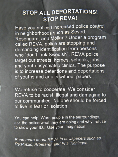 Widerstand gegen REVA (Ethnic Profiling-Programm in Schweden)