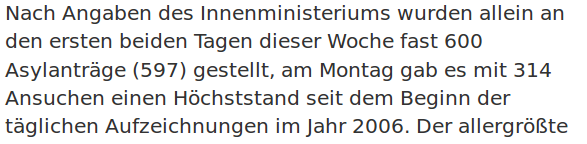 "Höchststand seit dem Beginn der täglichen Aufzeichnungen" Screenshot: orf.at